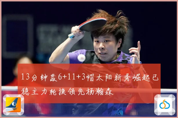 13分钟轰6+11+3帽太阳新秀崛起已稳主力轮换领先杨瀚森
